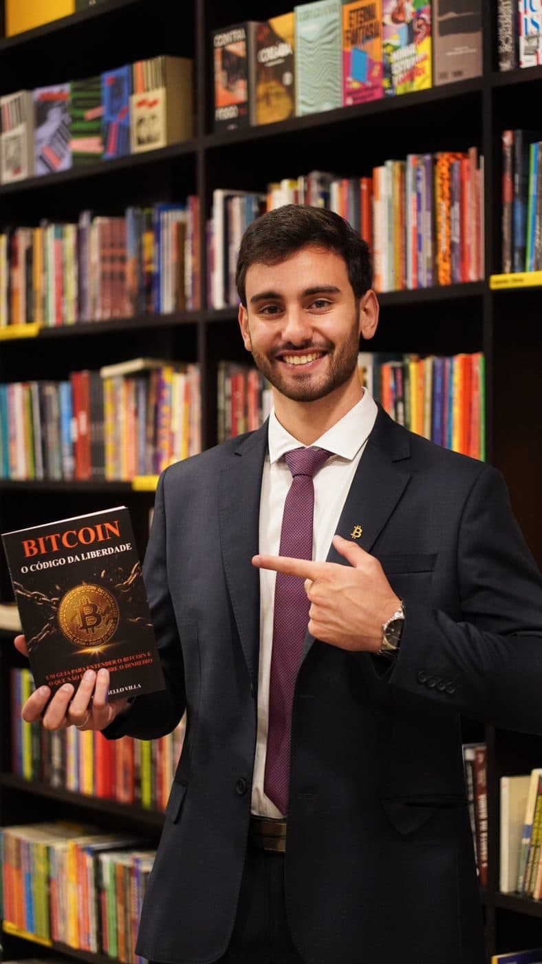 Rafael Marchello Villa segurando o livro